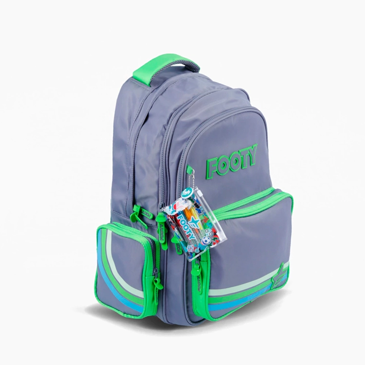 Mochila Escolar Footy 2026 Color Line Gris 18" Art.F26433